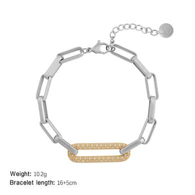 Rechteckige Patchwork-Armbänder aus Edelstahl in Goldfarbe für Damen h5 Bild2