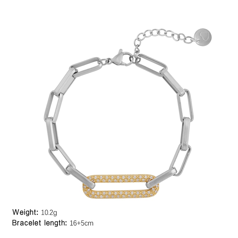 Rechteckige Patchwork-Armbänder aus Edelstahl in Goldfarbe für Damen Bild2