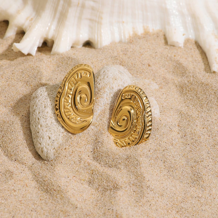 Stainless Steel Gold Color Stud Earrings h5Picture4