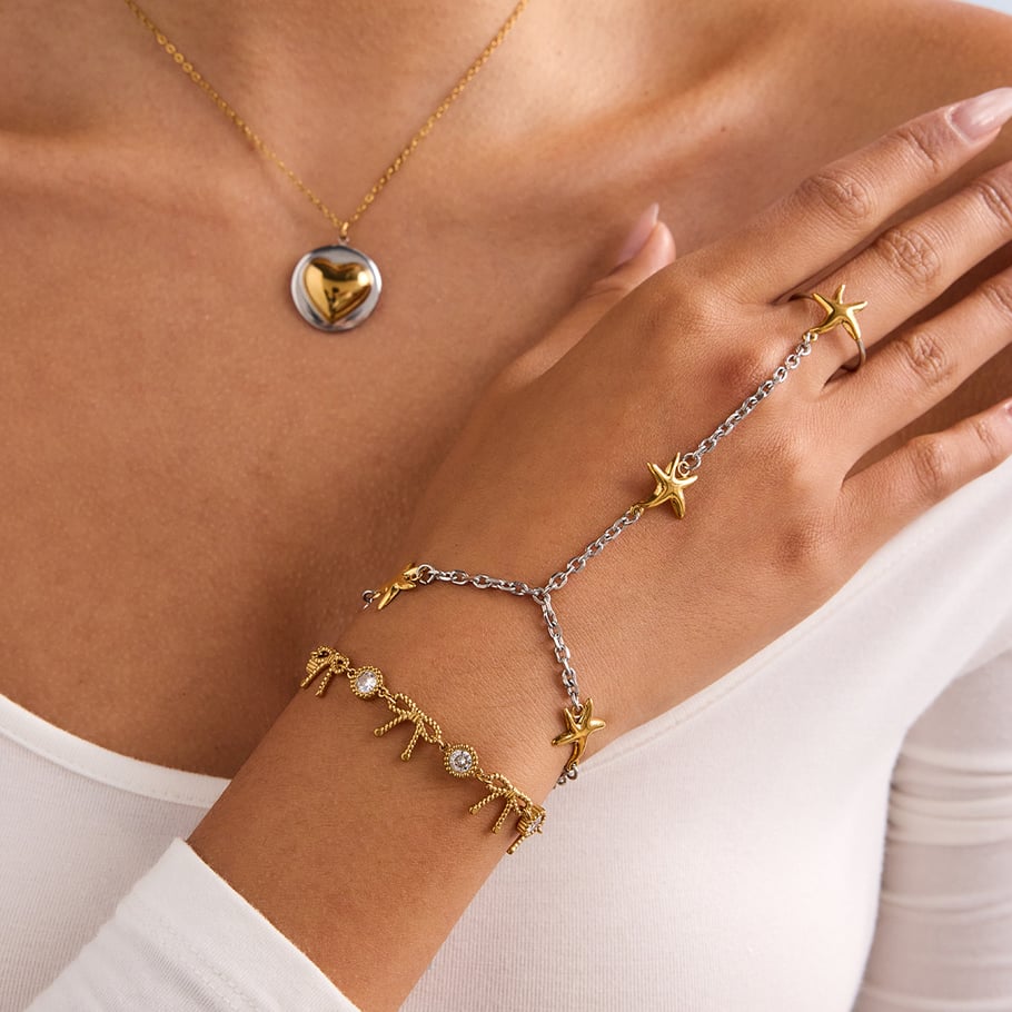 Ins Style Seestern Edelstahl Gold Farbe Charm Armbänder Bild3