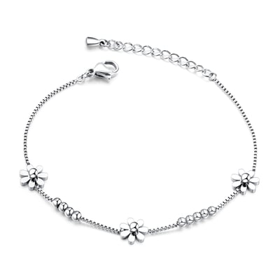 Bracelet chaîne en acier inoxydable pour femme, série Simple, motif fleur simple, 1 pièce h5 