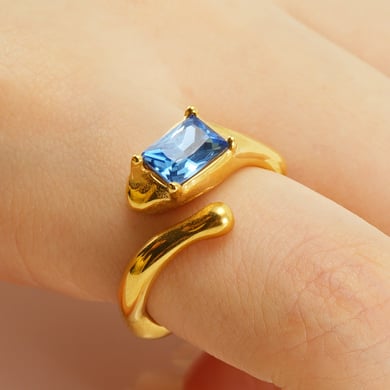 Anelli in acciaio inossidabile con pietre preziose color oro h5 Immagine4