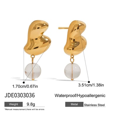 Pendientes colgantes de acero inoxidable color dorado con forma de corazón h5 Imagen2