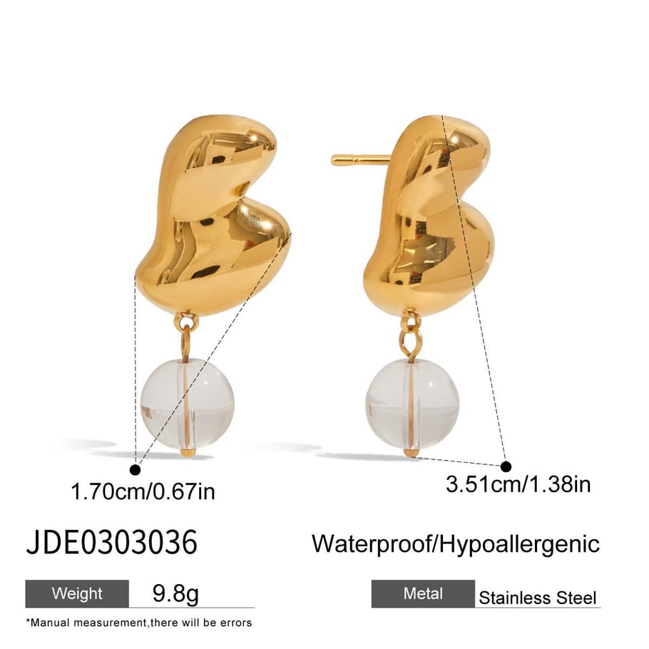 Pendientes colgantes de acero inoxidable color dorado con forma de corazón Imagen2