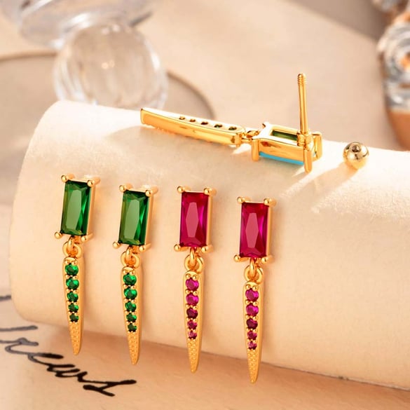 Kupfer Gold Farbe Zirkon Piercings Ohrringe