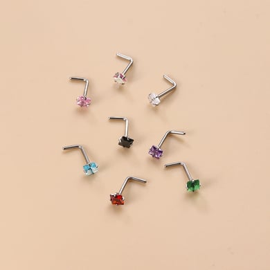 1 Paar Simple Series Simple Geometric Edelstahl Kein Beschichtungsmaterial Zirkon Damen Nasenstecker h5 Bild6