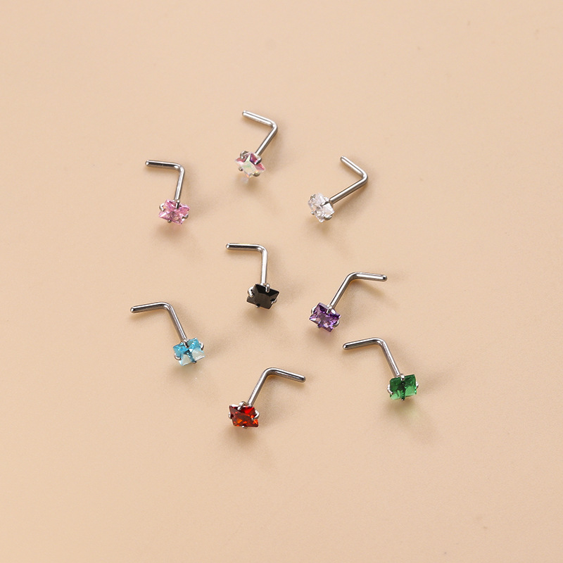 1 Paar Simple Series Simple Geometric Edelstahl Kein Beschichtungsmaterial Zirkon Damen Nasenstecker Bild6