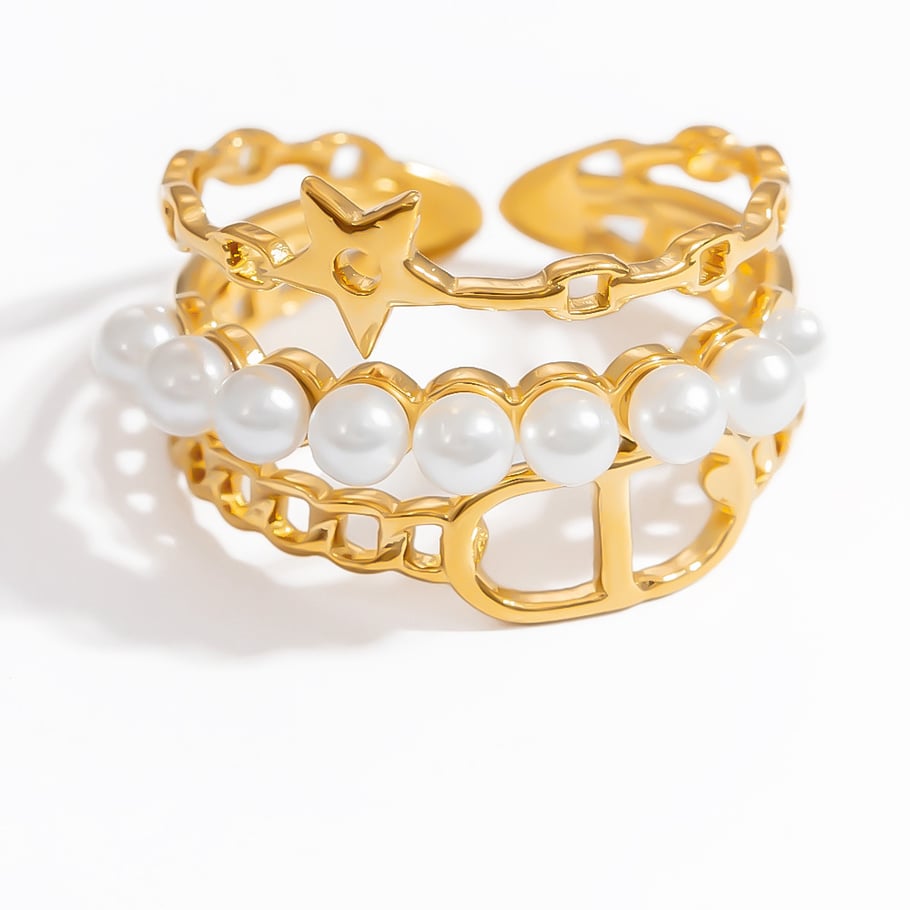 Multilayer Exquisite Stainless Steel Gold Color Women's Statement Rings Picture6