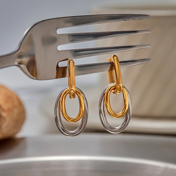 Pendientes colgantes de acero inoxidable de colores mixtos