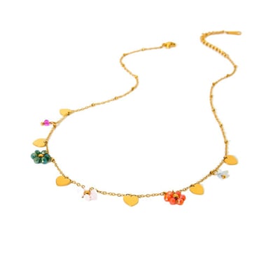 1 Paar romantische Serie süße Blume Edelstahl Gold Farbe Glas Damen Anhänger Halsketten h5 Bild5