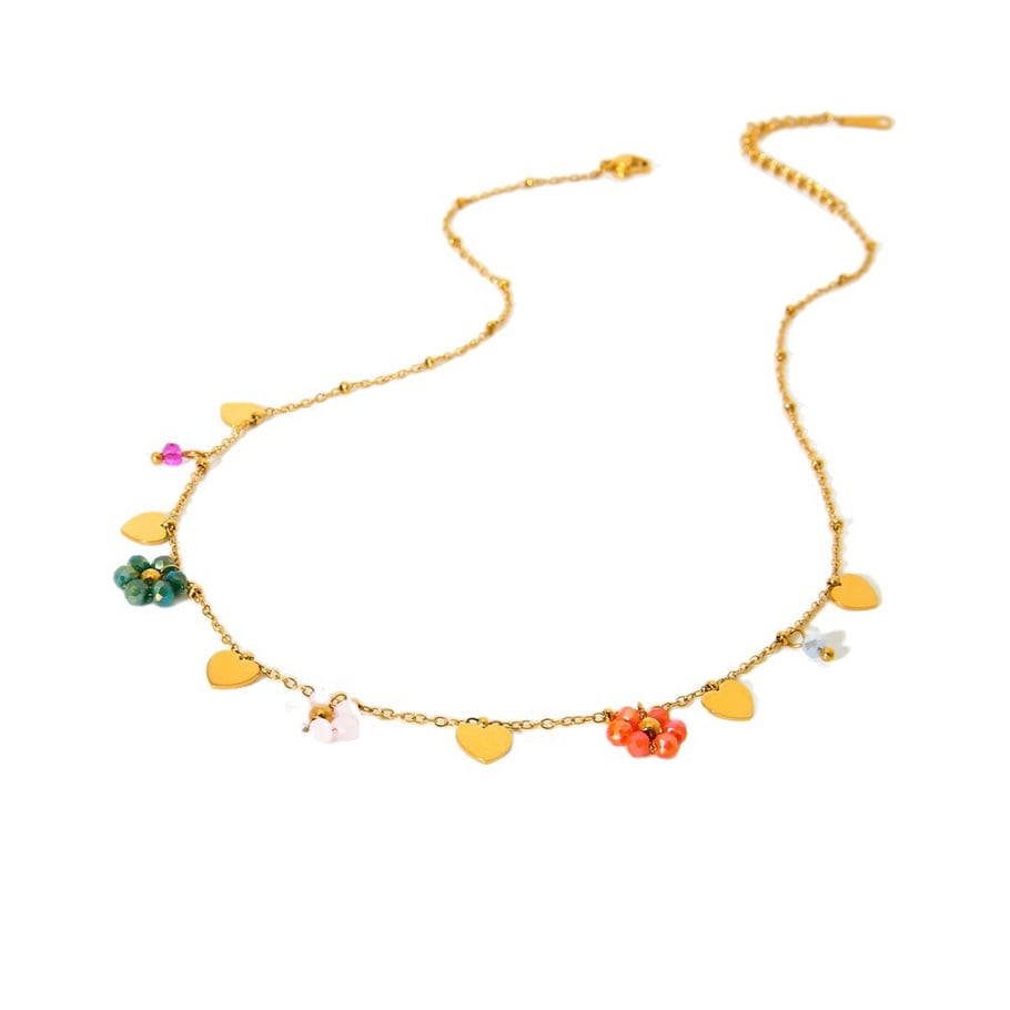 1 Paar romantische Serie süße Blume Edelstahl Gold Farbe Glas Damen Anhänger Halsketten Bild5