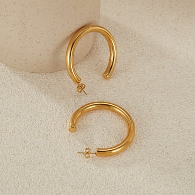 1 Paar Simple Series Tägliche geometrische Edelstahl Goldfarbene Damen-Ohrstecker h5 Bild3