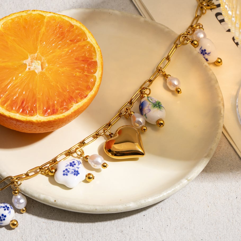 Ins Style Blume Edelstahl Gold Farbe Anhänger Halsketten 