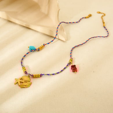 1 paio di collane con ciondolo a forma di tartaruga bohémien, serie classica, in acciaio inossidabile color oro, da donna h5 Immagine2
