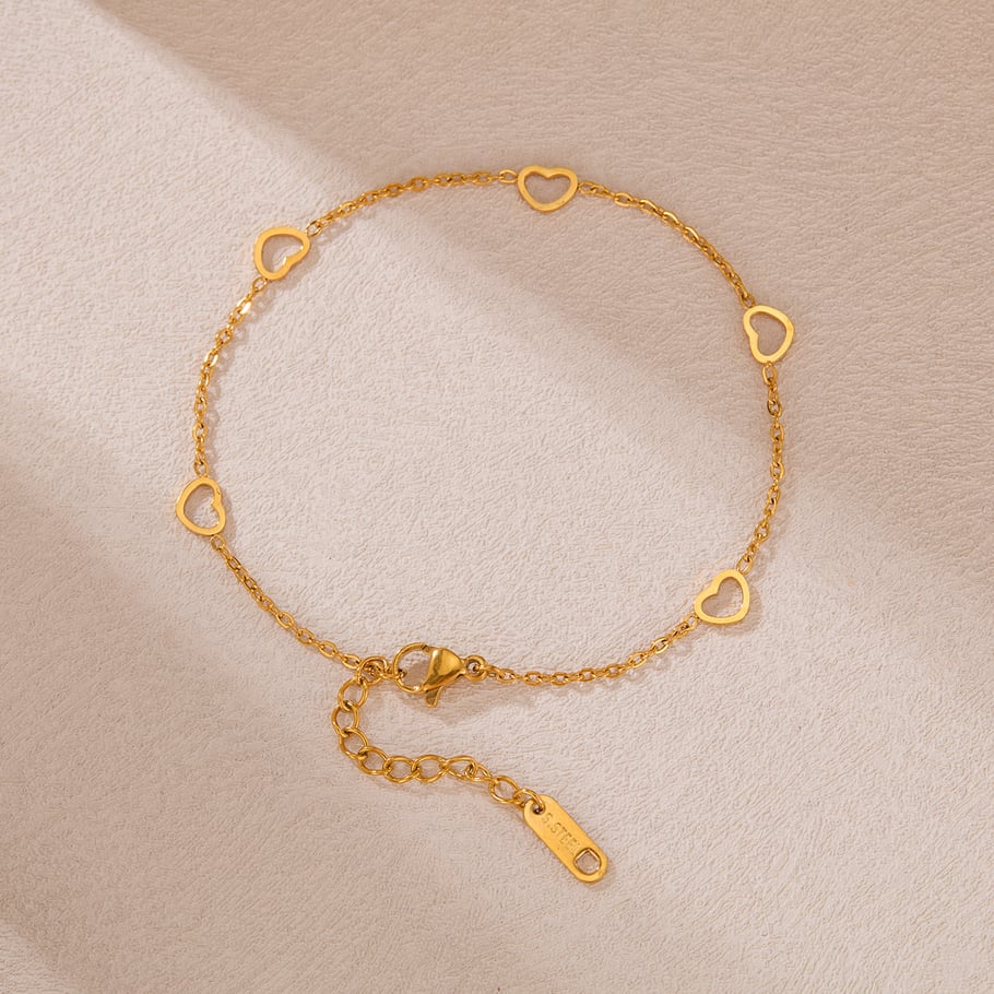 Einfache Herz-Kettenarmbänder aus Edelstahl Bild4