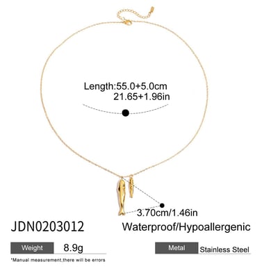 Collares colgantes de acero inoxidable color dorado con forma de pez h5 Imagen2