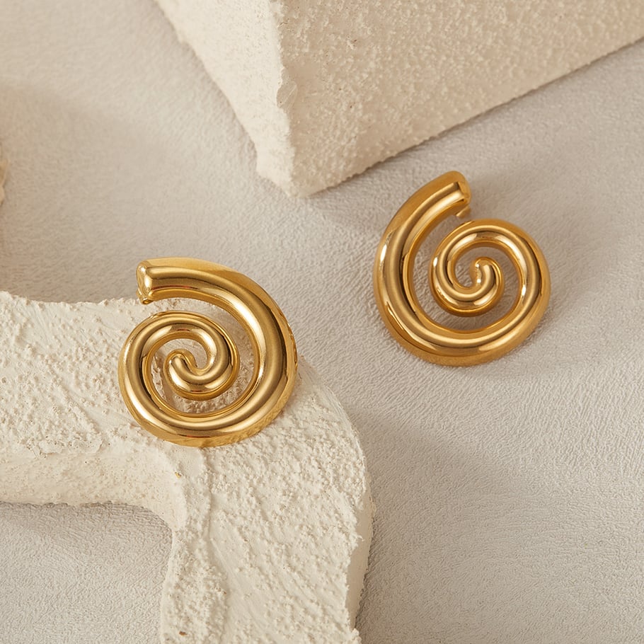 1 par de aretes de botón de acero inoxidable dorados con diseño de tortuga de la serie Simple Daily para mujer Imagen7