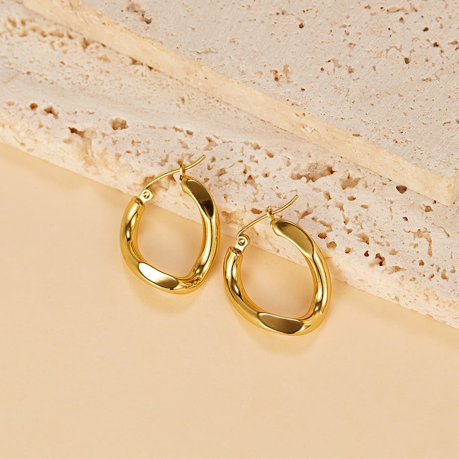 1 Paar einfache Serie süße geometrische Edelstahl Gold Farbe Damen Ohrstecker Bild3