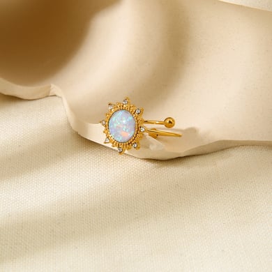 1 Paar elegante geometrische Statement-Ringe aus Edelstahl der Luxuriöse Serie in Goldfarbe h5 Bild3