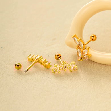 Ster Koper Goudkleurige Piercings Oorbellen h5 Afbeelding3