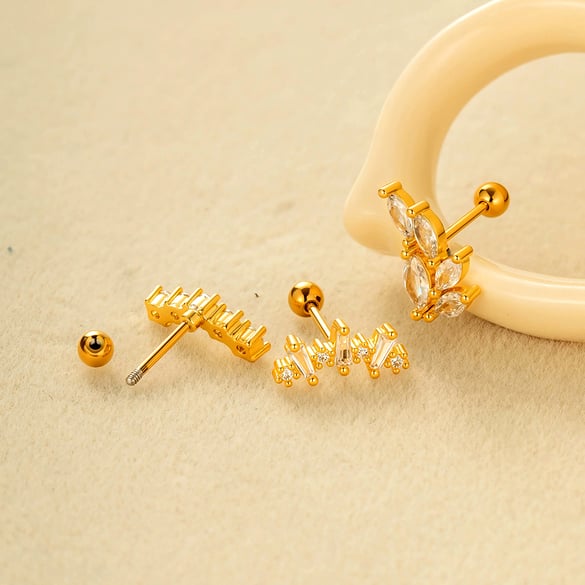 Stern Kupfer Gold Farbe Piercings Ohrringe 2