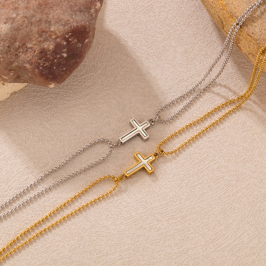 Bracelet chaîne simple en acier inoxydable couleur or pour femme, 1 pièce Image3
