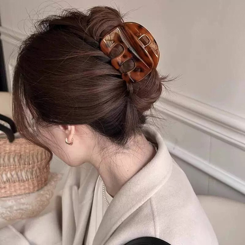 Pinces à cheveux en résine pour femmes, 1 pièce, série simple, décontractées, couleur unie Image2