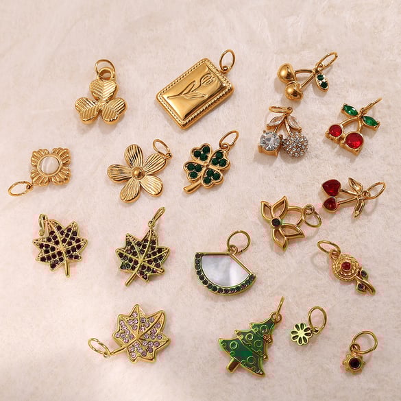 Cherry Stainless Steel Gold Color Pendants 2