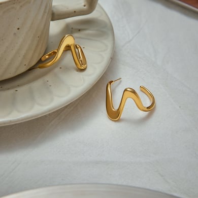 Boucles d&#39;oreilles pendantes simples en acier inoxydable couleur or h5 Image6