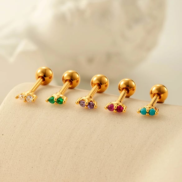 Kupfer Gold Farbe Zirkon Piercings Ohrringe