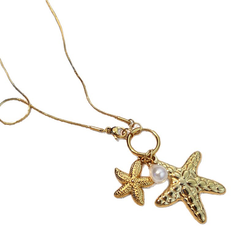 Starfish Stainless Steel Gold Color Pendant Necklaces 