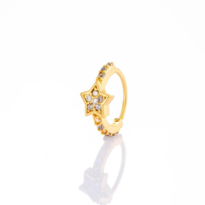 1 piercing de nez pour femme en forme d&#39;étoile brillante, couleur cuivre et or, zircon 