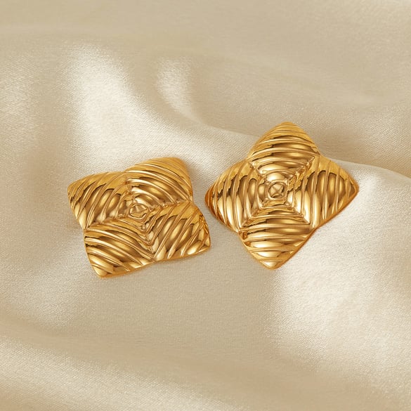 1 paar Simple Series Daily geometrische oorbellen van roestvrij staal en goudkleur voor dames 2