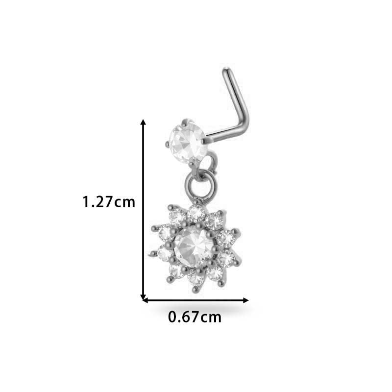 1 paire de piercings de nez pour femme, série Simple, croix simple, cuivre, couleur or, zircon Image2