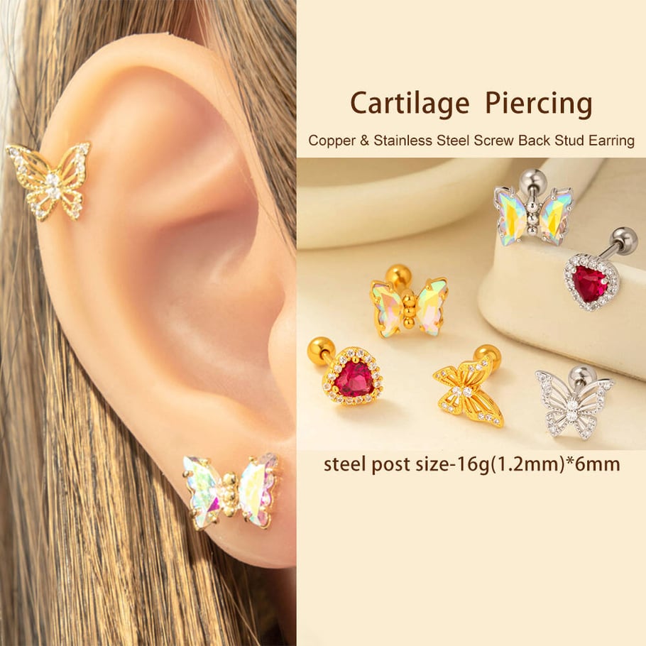 1 Pair Simple Series Simple Heart Copper   Gold Color  Zircon Women's Piercings Earrings Picture3
