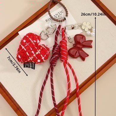1 Piece Stylish Fabric Girlish Heart - shaped Bow - knot Bag Charms h5 Picture7