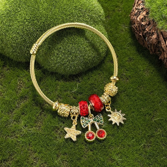 Süße Kirsche Gold Farbe Manschette Armbänder 2