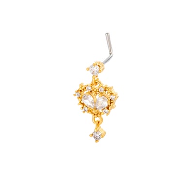 1 pièce de piercing de nez en forme de cœur en cuivre doré et zircon pour femme h5 