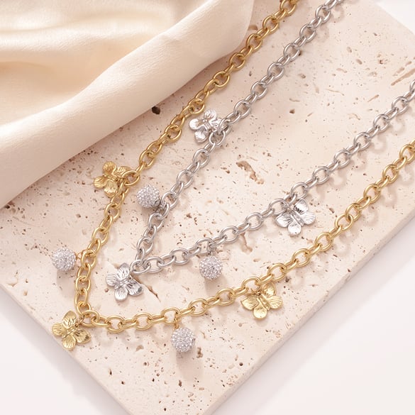Shinning Butterfly Edelstahl Gold Farbe Damen Anhänger Halsketten
