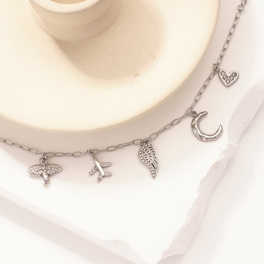 Braccialetti con ciondoli da donna Swing Exquisite in acciaio inossidabile color oro Immagine5