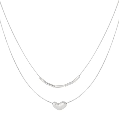 Minimalistische Herz-Edelstahl-Goldfarbene mehrlagige Halsketten für Damen h5 