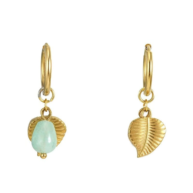 Orecchini pendenti in acciaio inossidabile color oro con foglie 