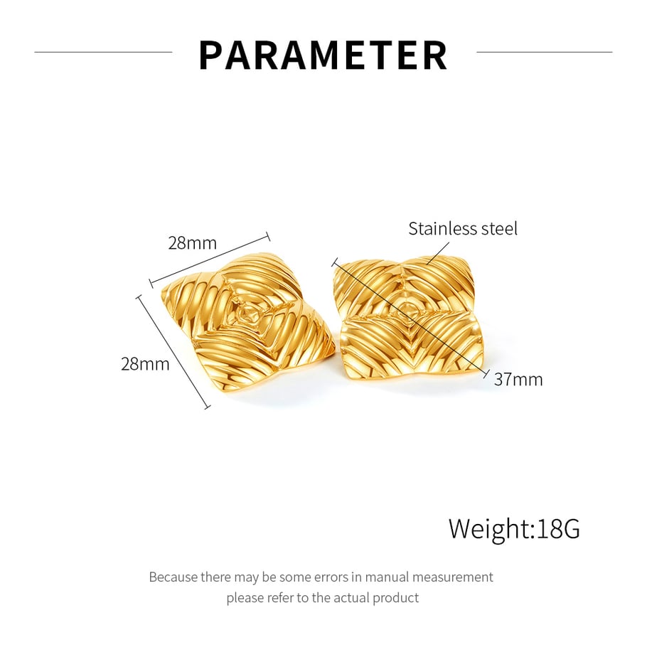 1 Paar Simple Series Tägliche geometrische Edelstahl Goldfarbene Damen-Ohrstecker Bild2