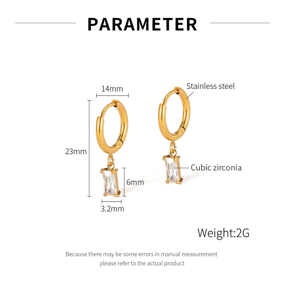 1 Paar einfache Serie täglich geometrische Edelstahl Gold Farbe Damen Tropfen Ohrringe Bild2