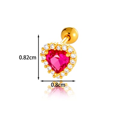 1 Pair Simple Series Simple Heart Copper   Gold Color  Zircon Women's Piercings Earrings h5 Picture2