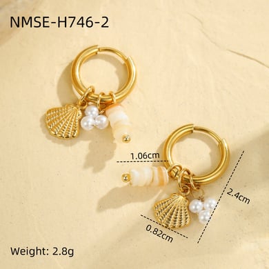 1 Pair Romantic Series Vacation Turtle Stainless Steel   Gold Color  Women's Drop Earrings h5 