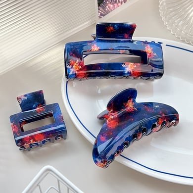 1 paio di fermagli per capelli da donna in PVC, semplici, casual e colorati h5 Immagine3