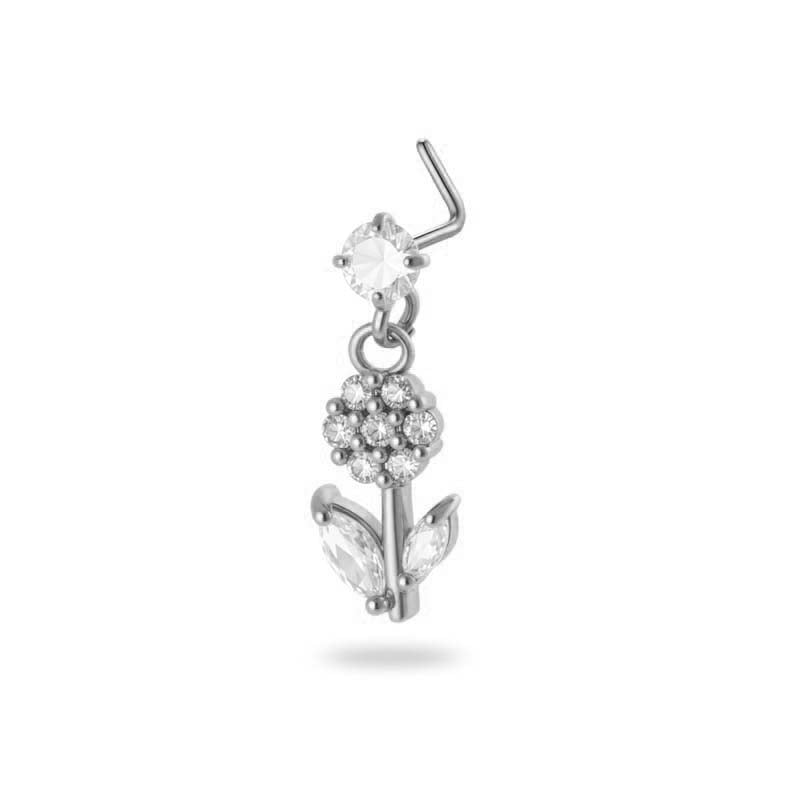 1 paire de piercings de nez pour femme, série Simple, motif soleil/lune, cuivre, or et zircon 