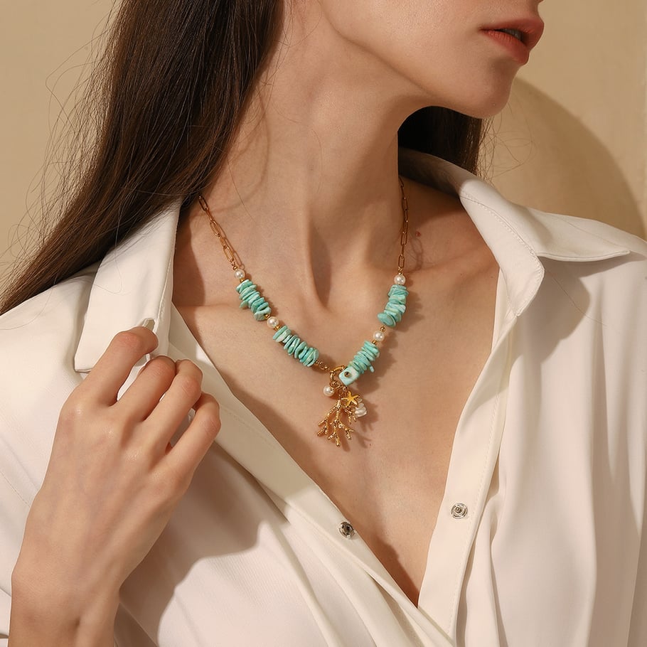 Elegant Clear Beaded Stainless Steel Women's Necklaces Picture3