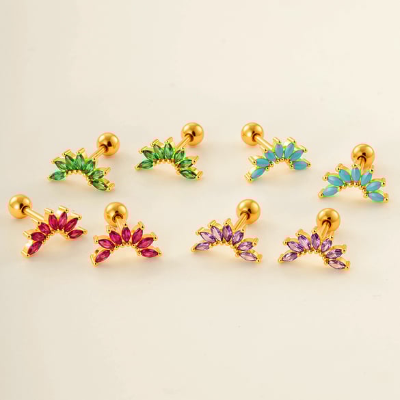 Kupfer Gold Farbe Zirkon Piercings Ohrringe